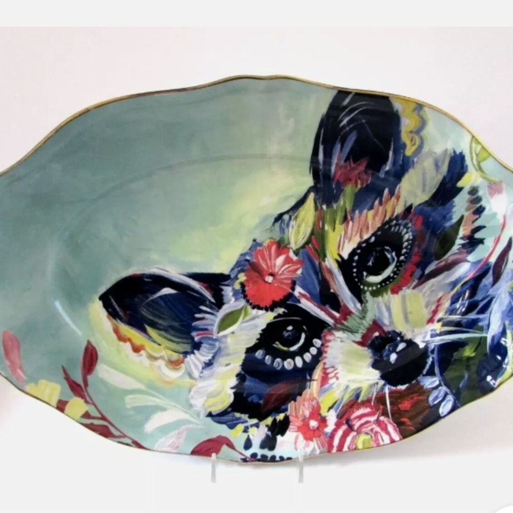 Artistic Racoon Design Decorative Plate